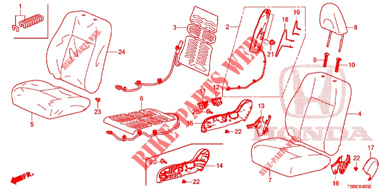 FRONT SEAT/SEATBELTS (D.) (1) for Honda CIVIC TOURER DIESEL 1.6 LIFSTYLE 5 Doors 6 speed manual 2015