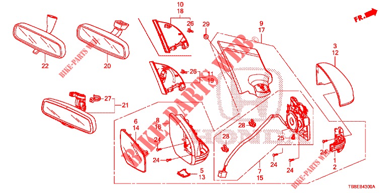 MIRROR/SUNVISOR  for Honda CIVIC TOURER DIESEL 1.6 LIFSTYLE 5 Doors 6 speed manual 2015