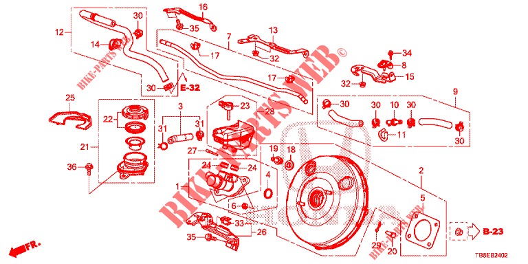 BRAKE MASTER CYLINDER/MAS TER POWER (LH) (DIESEL) for Honda CIVIC TOURER DIESEL 1.6 S 5 Doors 6 speed manual 2015