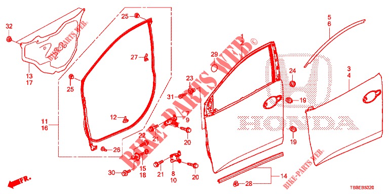 FRONT DOOR PANELS (2D)  for Honda CIVIC TOURER DIESEL 1.6 S 5 Doors 6 speed manual 2015