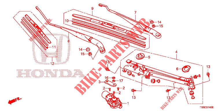 FRONT WINDSHIELD WIPER (LH) for Honda CIVIC TOURER DIESEL 1.6 S 5 Doors 6 speed manual 2015