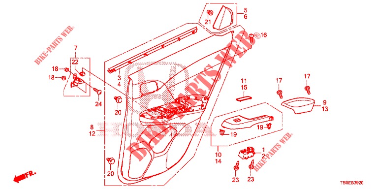 REAR DOOR LINING (4D)  for Honda CIVIC TOURER DIESEL 1.6 S 5 Doors 6 speed manual 2015
