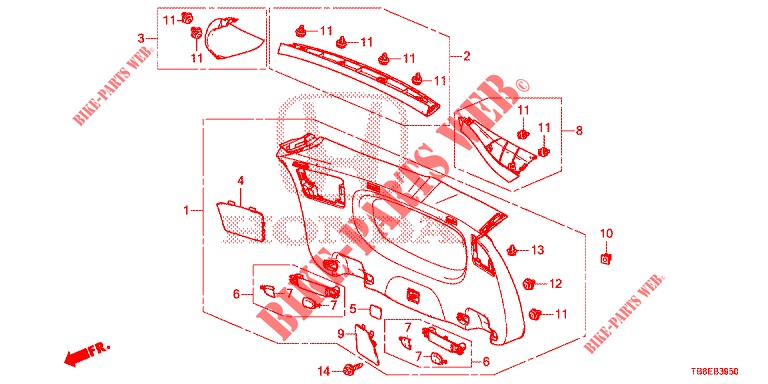 TAILGATE LINING/ REAR PANEL LINING (2D)  for Honda CIVIC TOURER DIESEL 1.6 S 5 Doors 6 speed manual 2015