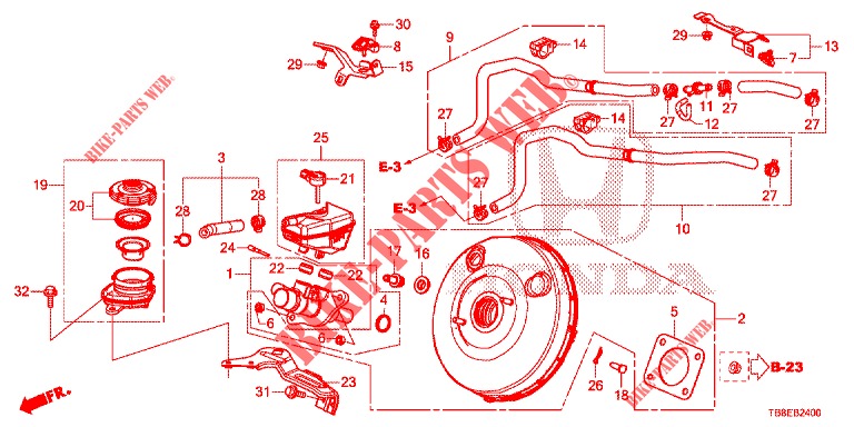 BRAKE MASTER CYLINDER/MAS TER POWER (LH) (1.8L) for Honda CIVIC TOURER 1.8 COMFORT 5 Doors 6 speed manual 2015