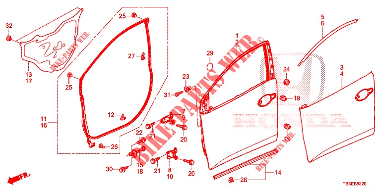 FRONT DOOR PANELS (2D)  for Honda CIVIC TOURER 1.8 COMFORT 5 Doors 6 speed manual 2015