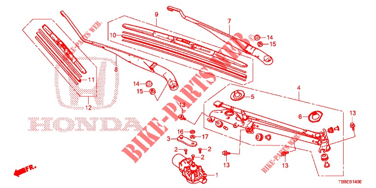 FRONT WINDSHIELD WIPER (LH) for Honda CIVIC TOURER 1.8 COMFORT 5 Doors 6 speed manual 2015