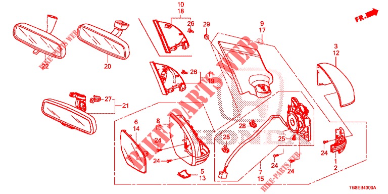 MIRROR/SUNVISOR  for Honda CIVIC TOURER 1.8 COMFORT 5 Doors 6 speed manual 2015