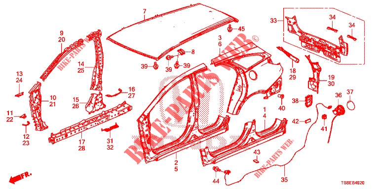 OUTER PANELS/REAR PANEL  for Honda CIVIC TOURER 1.8 COMFORT 5 Doors 6 speed manual 2015
