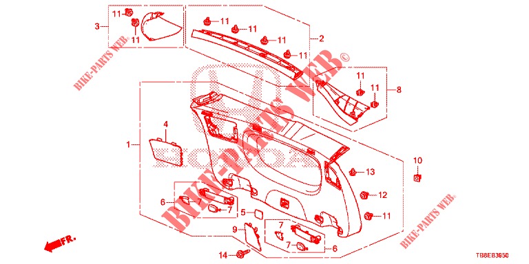TAILGATE LINING/ REAR PANEL LINING (2D)  for Honda CIVIC TOURER 1.8 COMFORT 5 Doors 6 speed manual 2015