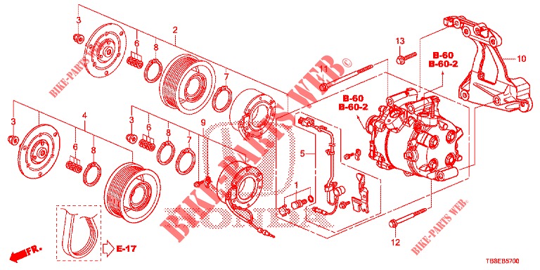 AIR CONDITIONER (COMPRESSEUR) (1.8L) for Honda CIVIC TOURER 1.8 COMFORT 5 Doors 5 speed automatic 2015