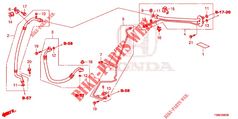 AIR CONDITIONER (FLEXIBLES/TUYAUX) (1.8L) (LH) (1) for Honda CIVIC TOURER 1.8 COMFORT 5 Doors 5 speed automatic 2015