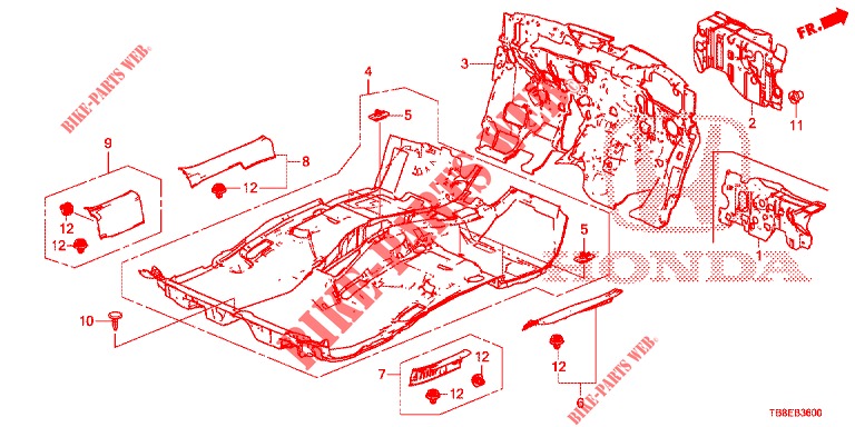 FLOOR MAT/INSULATOR  for Honda CIVIC TOURER 1.8 COMFORT 5 Doors 5 speed automatic 2015