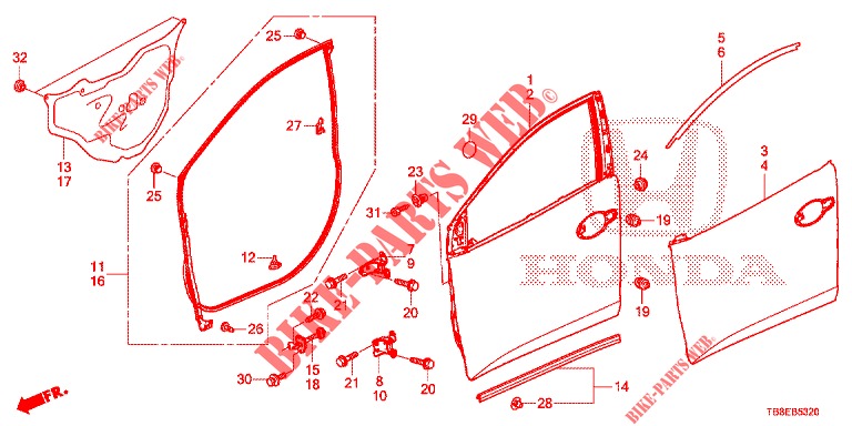 FRONT DOOR PANELS (2D)  for Honda CIVIC TOURER 1.8 COMFORT 5 Doors 5 speed automatic 2015