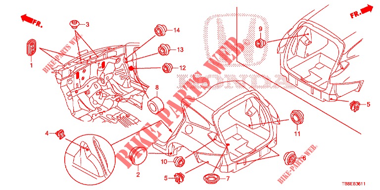 GROMMET (ARRIERE) for Honda CIVIC TOURER 1.8 COMFORT 5 Doors 5 speed automatic 2015