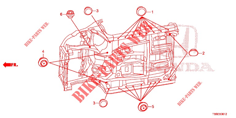 GROMMET (INFERIEUR) for Honda CIVIC TOURER 1.8 COMFORT 5 Doors 5 speed automatic 2015
