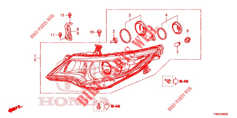 HEADLIGHT  for Honda CIVIC TOURER 1.8 COMFORT 5 Doors 5 speed automatic 2015