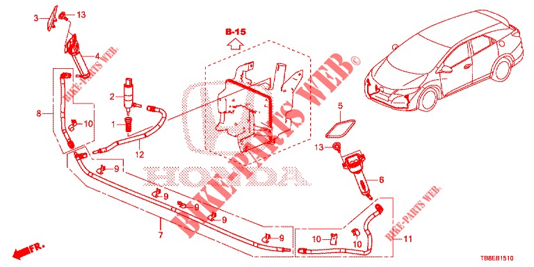 HEADLIGHT WASHER (S)  for Honda CIVIC TOURER 1.8 COMFORT 5 Doors 5 speed automatic 2015