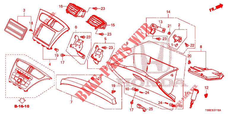 INSTRUMENT GARNISH (COTE DE PASSAGER) (LH) for Honda CIVIC TOURER 1.8 COMFORT 5 Doors 5 speed automatic 2015