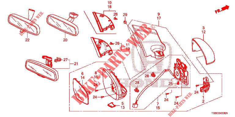 MIRROR/SUNVISOR  for Honda CIVIC TOURER 1.8 COMFORT 5 Doors 5 speed automatic 2015