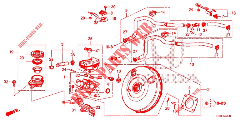BRAKE MASTER CYLINDER/MAS TER POWER (LH) (1.8L) for Honda CIVIC TOURER 1.8 EXECUTIVE NAVI 5 Doors 6 speed manual 2015