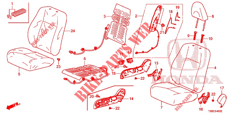 FRONT SEAT/SEATBELTS (D.) (1) for Honda CIVIC TOURER 1.8 EXECUTIVE NAVI 5 Doors 6 speed manual 2015