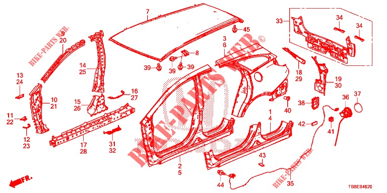 OUTER PANELS/REAR PANEL  for Honda CIVIC TOURER 1.8 EXECUTIVE NAVI 5 Doors 6 speed manual 2015