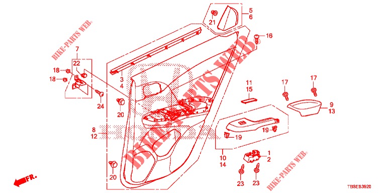 REAR DOOR LINING (4D)  for Honda CIVIC TOURER 1.8 EXECUTIVE NAVI 5 Doors 6 speed manual 2015