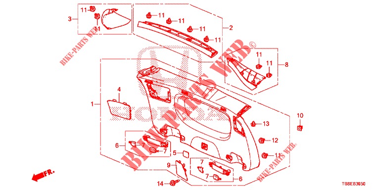 TAILGATE LINING/ REAR PANEL LINING (2D)  for Honda CIVIC TOURER 1.8 EXECUTIVE NAVI 5 Doors 6 speed manual 2015