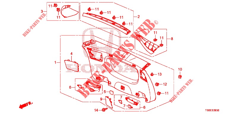 TAILGATE LINING/ REAR PANEL LINING (2D)  for Honda CIVIC TOURER 1.8 EXECUTIVE NAVI 5 Doors 5 speed automatic 2015
