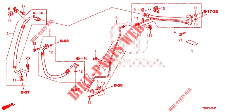AIR CONDITIONER (FLEXIBLES/TUYAUX) (1.8L) (LH) (1) for Honda CIVIC TOURER 1.8 EXECUTIVE 5 Doors 6 speed manual 2015