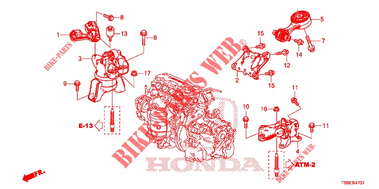 ENGINE MOUNTS (AT) for Honda CIVIC TOURER 1.8 EXECUTIVE 5 Doors 6 speed manual 2015