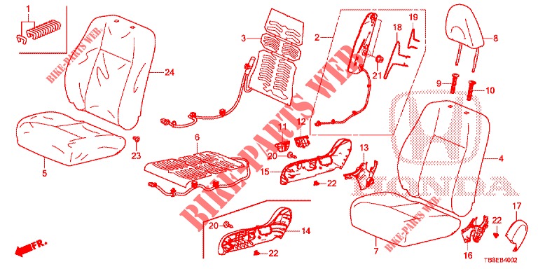 FRONT SEAT/SEATBELTS (D.) (1) for Honda CIVIC TOURER 1.8 EXECUTIVE 5 Doors 6 speed manual 2015