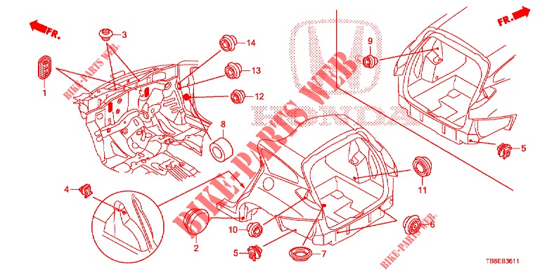 GROMMET (ARRIERE) for Honda CIVIC TOURER 1.8 EXECUTIVE 5 Doors 6 speed manual 2015