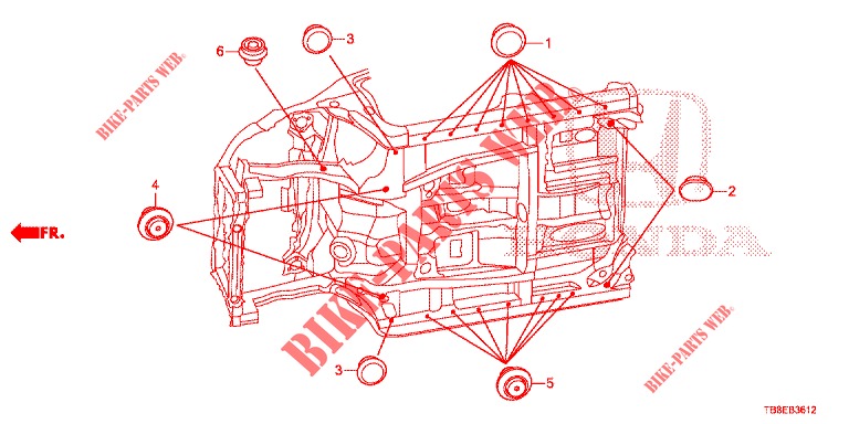 GROMMET (INFERIEUR) for Honda CIVIC TOURER 1.8 EXECUTIVE 5 Doors 6 speed manual 2015