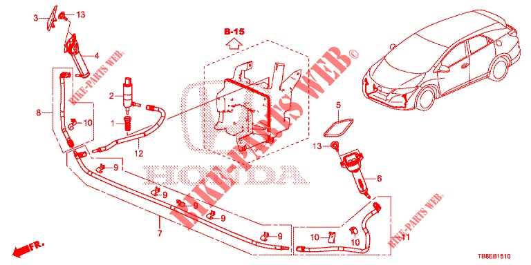 HEADLIGHT WASHER (S)  for Honda CIVIC TOURER 1.8 EXECUTIVE 5 Doors 6 speed manual 2015