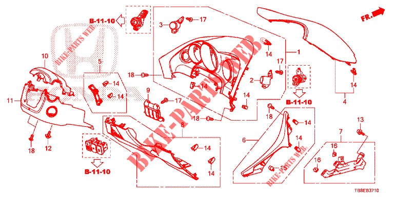 INSTRUMENT GARNISH (COTE DE CONDUCTEUR) (LH) for Honda CIVIC TOURER 1.8 EXECUTIVE 5 Doors 6 speed manual 2015