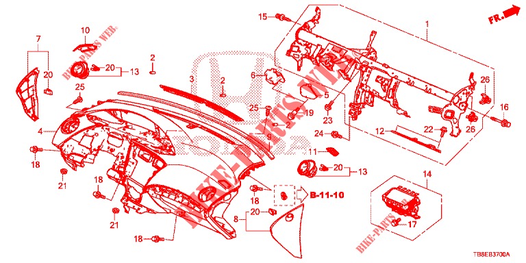 INSTRUMENT PANEL UPPER (LH) for Honda CIVIC TOURER 1.8 EXECUTIVE 5 Doors 6 speed manual 2015