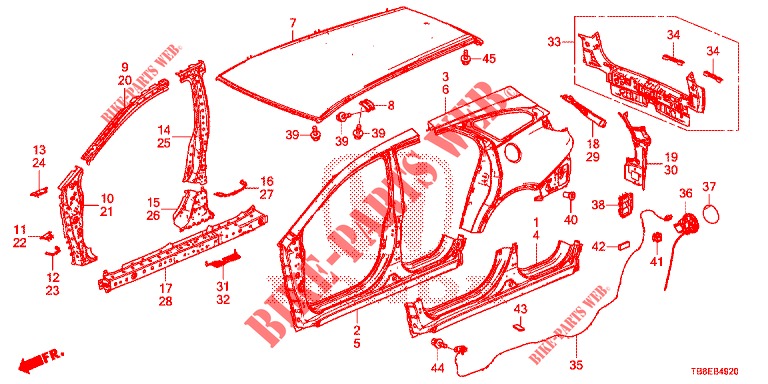 OUTER PANELS/REAR PANEL  for Honda CIVIC TOURER 1.8 EXECUTIVE 5 Doors 6 speed manual 2015