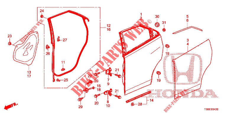 REAR DOOR PANELS (4D)  for Honda CIVIC TOURER 1.8 EXECUTIVE 5 Doors 6 speed manual 2015