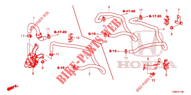 WATER HOSE/HEATER DUCT (1.8L) (LH) for Honda CIVIC TOURER 1.8 EXECUTIVE 5 Doors 6 speed manual 2015