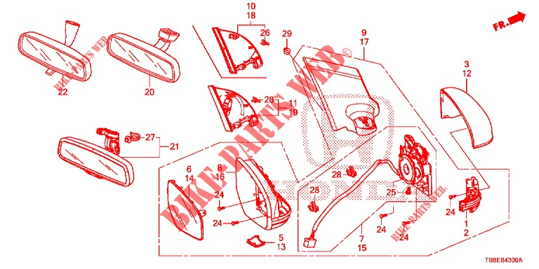 MIRROR/SUNVISOR  for Honda CIVIC TOURER 1.8 EXECUTIVE 5 Doors 5 speed automatic 2015