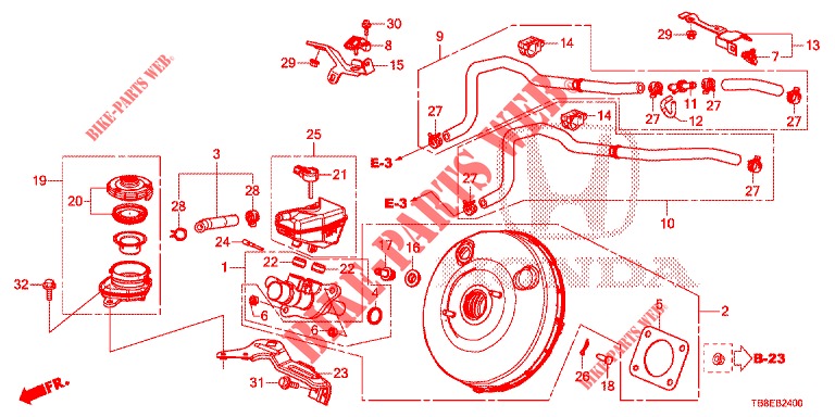 BRAKE MASTER CYLINDER/MAS TER POWER (LH) (1.8L) for Honda CIVIC TOURER 1.8 LIFESTYLE 5 Doors 6 speed manual 2015