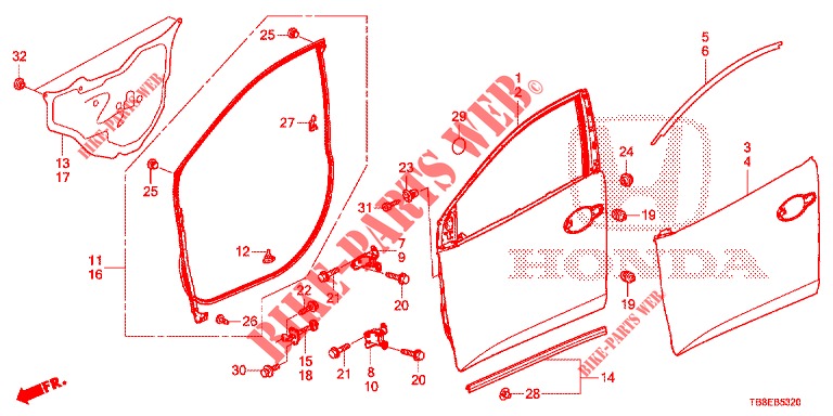 FRONT DOOR PANELS (2D)  for Honda CIVIC TOURER 1.8 LIFESTYLE 5 Doors 6 speed manual 2015