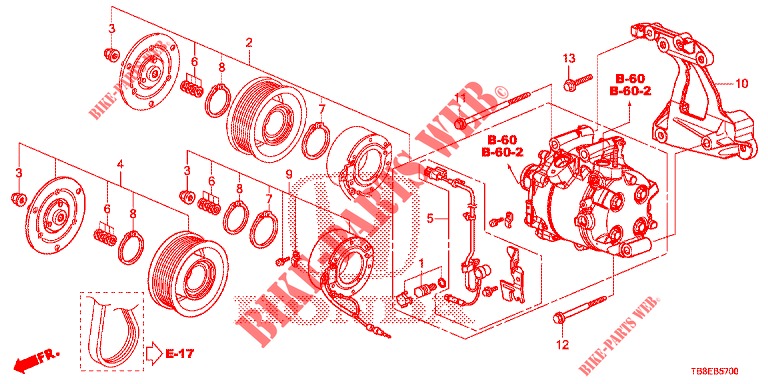 AIR CONDITIONER (COMPRESSEUR) (1.8L) for Honda CIVIC TOURER 1.8 LIFESTYLE 5 Doors 5 speed automatic 2015