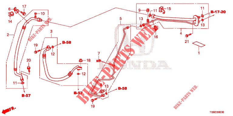 AIR CONDITIONER (FLEXIBLES/TUYAUX) (1.8L) (LH) (1) for Honda CIVIC TOURER 1.8 LIFESTYLE 5 Doors 5 speed automatic 2015