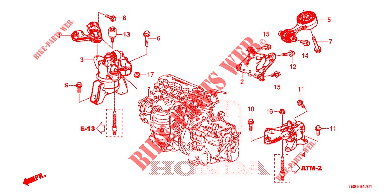 ENGINE MOUNTS (AT) for Honda CIVIC TOURER 1.8 LIFESTYLE 5 Doors 5 speed automatic 2015