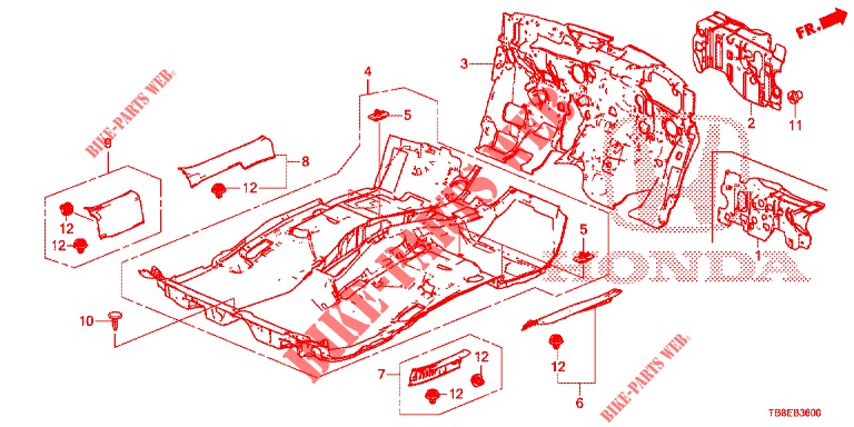 FLOOR MAT/INSULATOR  for Honda CIVIC TOURER 1.8 LIFESTYLE 5 Doors 5 speed automatic 2015
