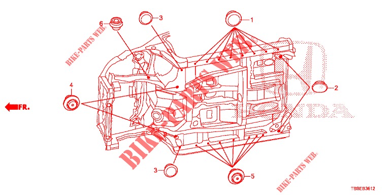 GROMMET (INFERIEUR) for Honda CIVIC TOURER 1.8 LIFESTYLE 5 Doors 5 speed automatic 2015