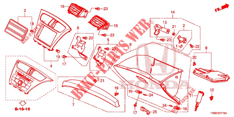 INSTRUMENT GARNISH (COTE DE PASSAGER) (LH) for Honda CIVIC TOURER 1.8 LIFESTYLE 5 Doors 5 speed automatic 2015