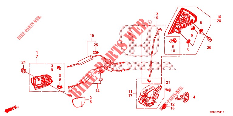 REAR DOOR LOCKS/OUTER HAN DLE  for Honda CIVIC TOURER DIESEL 1.6 COMFORT 5 Doors 6 speed manual 2016